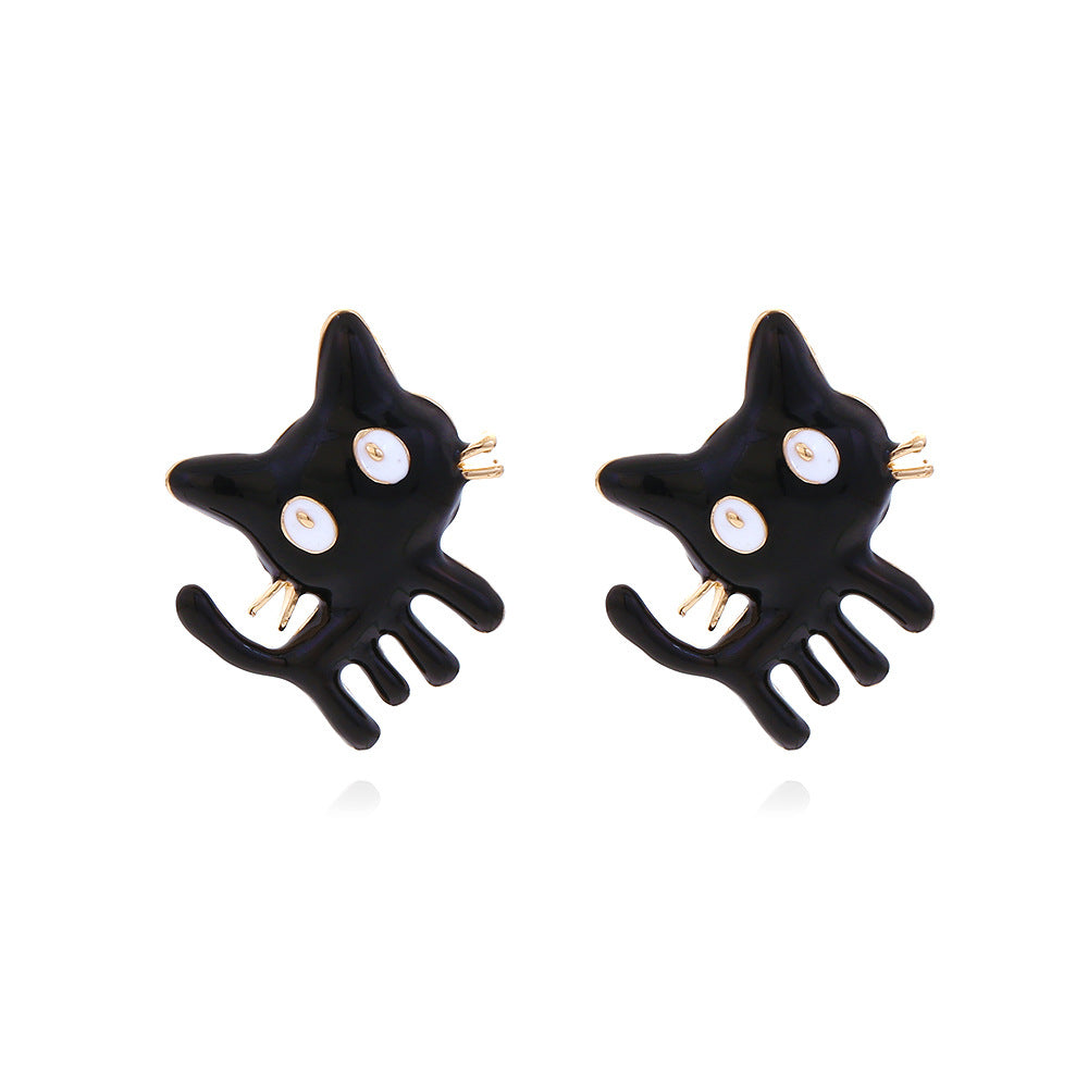 Alloy oil dripping kitten earrings MIC-ManY045