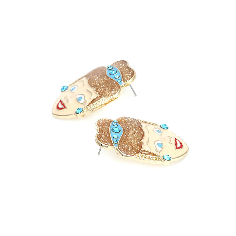 Alloy diamond inlaid cartoon character earrings MIC-ManY041