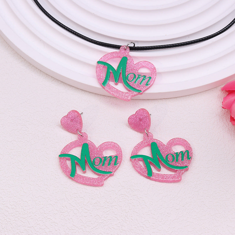 Acrylic Pink Love Earrings MIC-DuA084