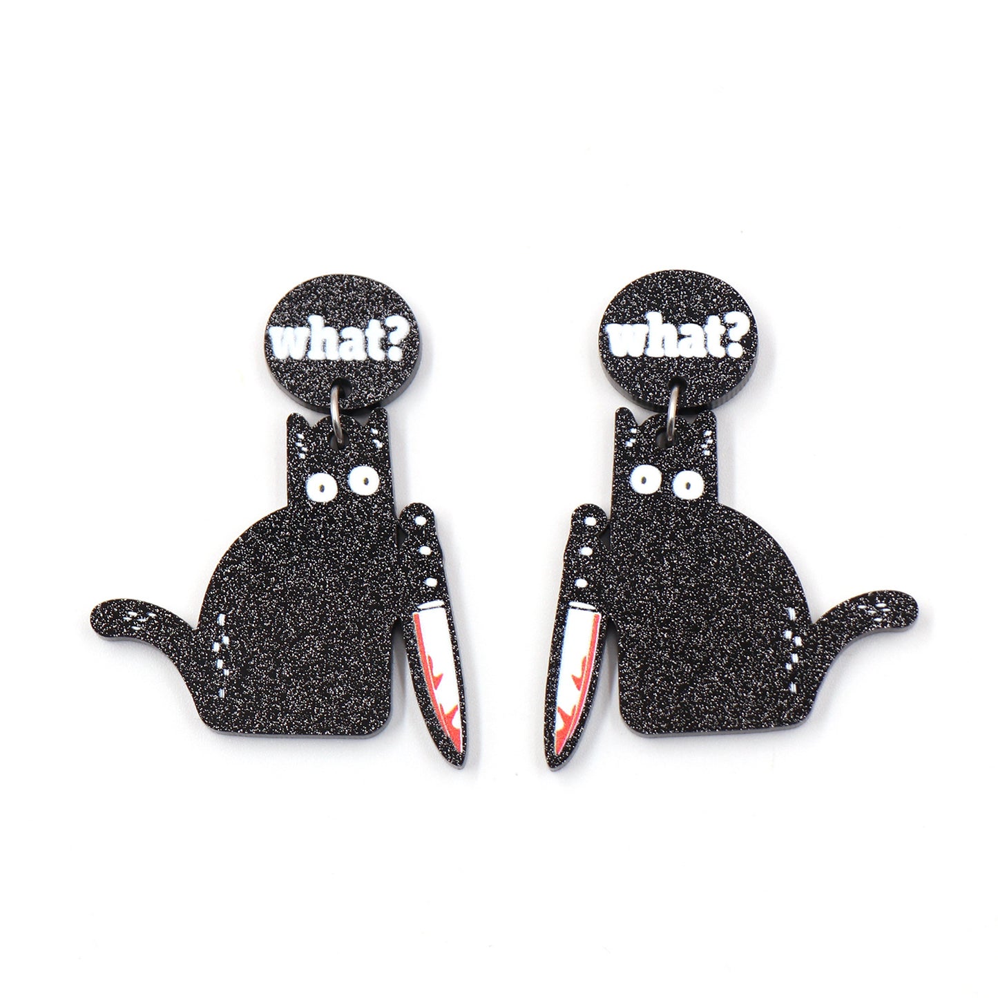 Acrylic Halloween Black Cat Earrings (Minimo de compra 5) MIC-XiaoY049