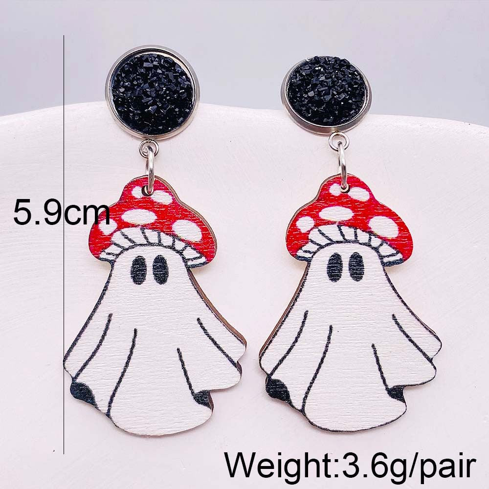 Acrylic Halloween Ghost Pulley Earrings (Minimo de Compra 2) MIC-ChenY027