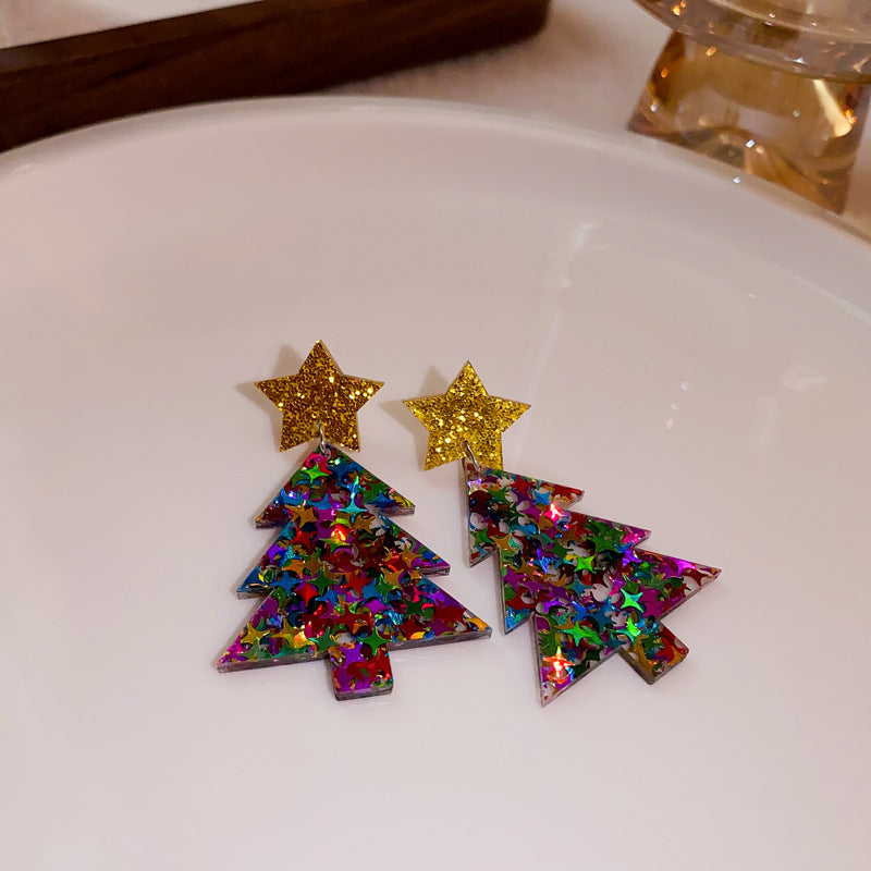 Alloy five pointed star sequin earrings (Minimo de Compra 2) MIC-HanX003