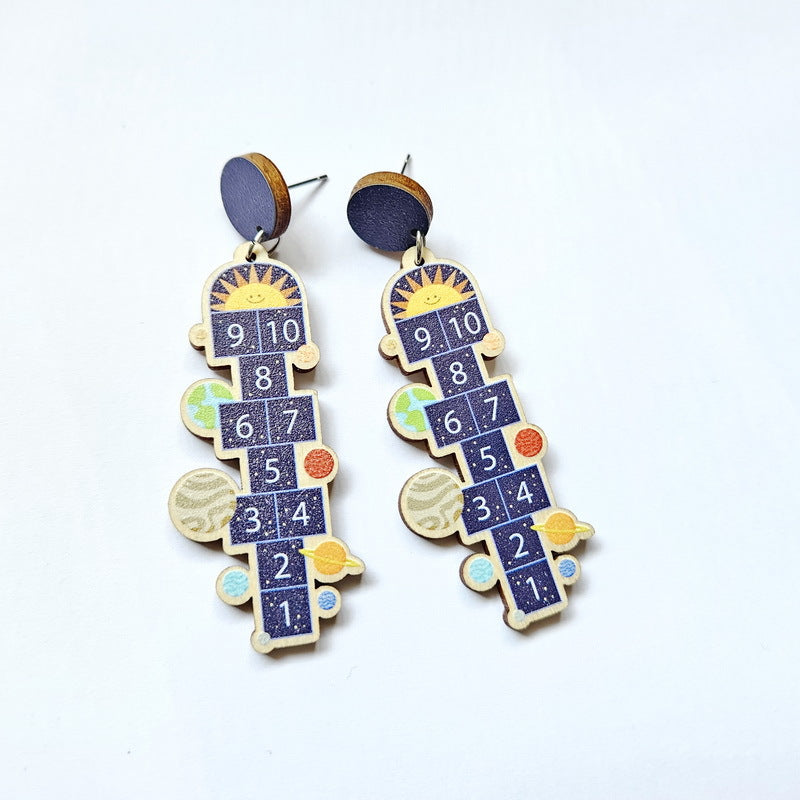 Acrylic Funny Digital Jump Grid Earrings MYA-XueP089