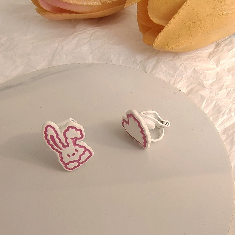 Alloy Asymmetric Little Rabbit Heart Earrings (Minimo de Compra 2) MIC-BLD039