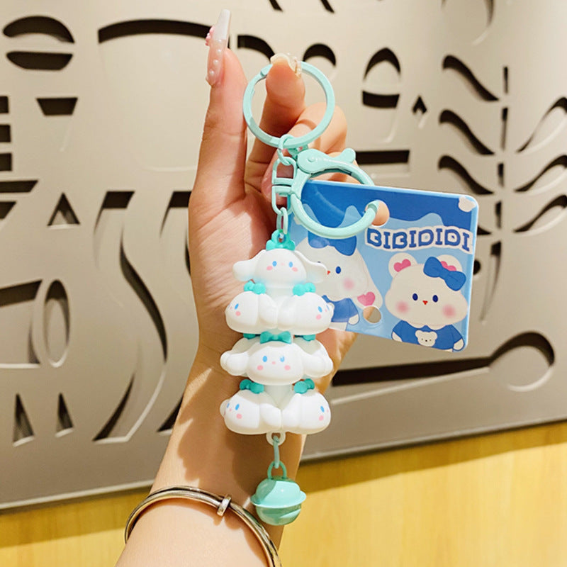 PVC cute cream dog folding music keychain MIC-HongL006