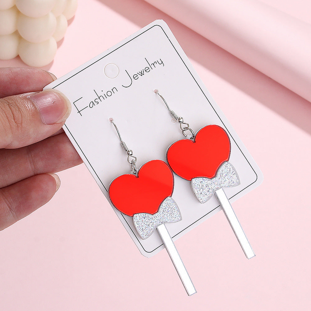 Acrylic heart-shaped lollipop candy earrings (Minimo de compra 5) MYA-ManT031