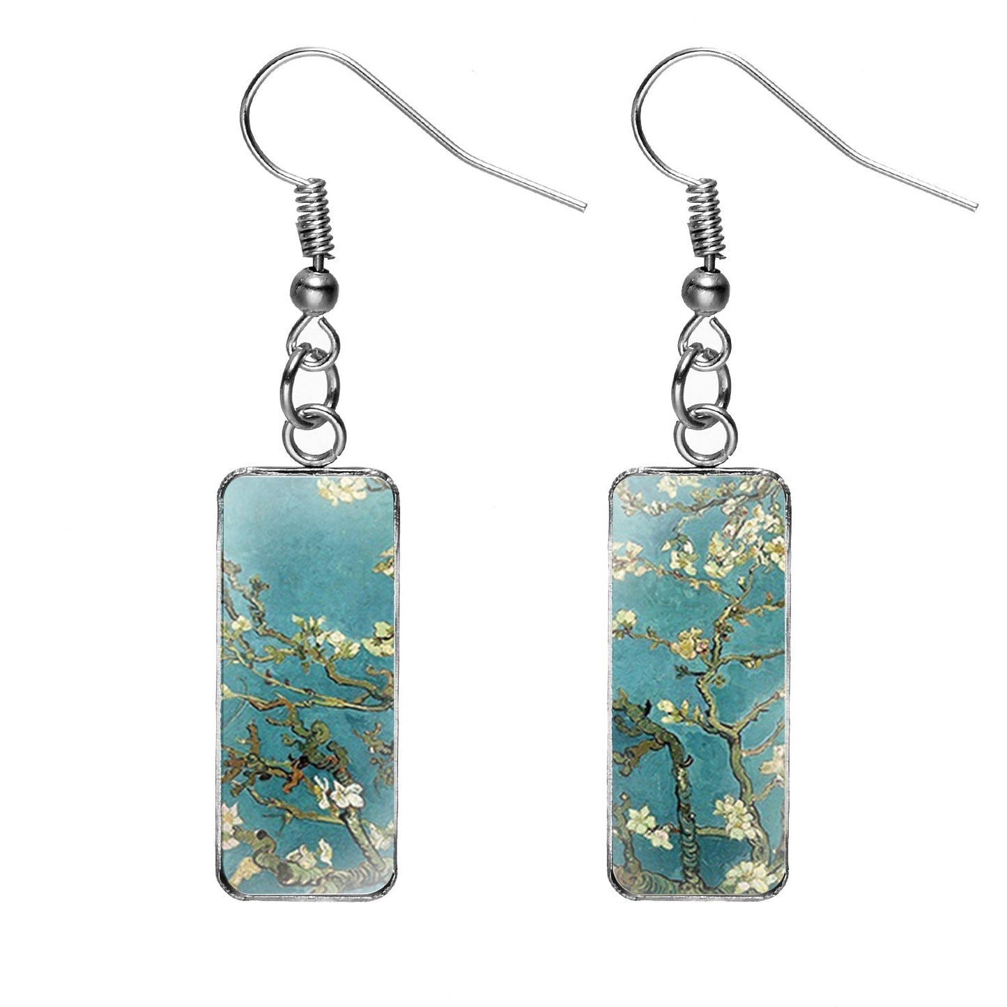 Earrings Stainless Steel Oil Painting Rectangle Pendant SongX042