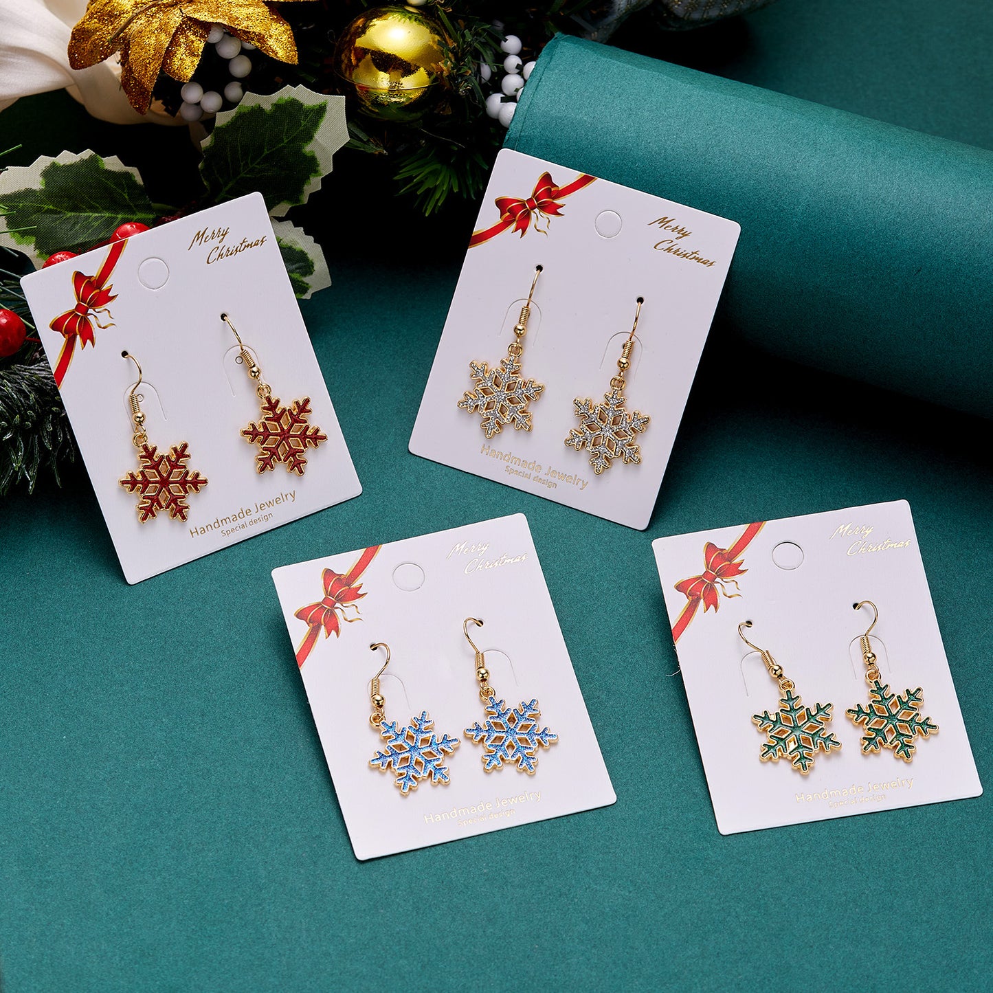 Alloy Santa Claus Bell Snowflake Earrings (Minimo de Compra 2)  MIC-JueH013