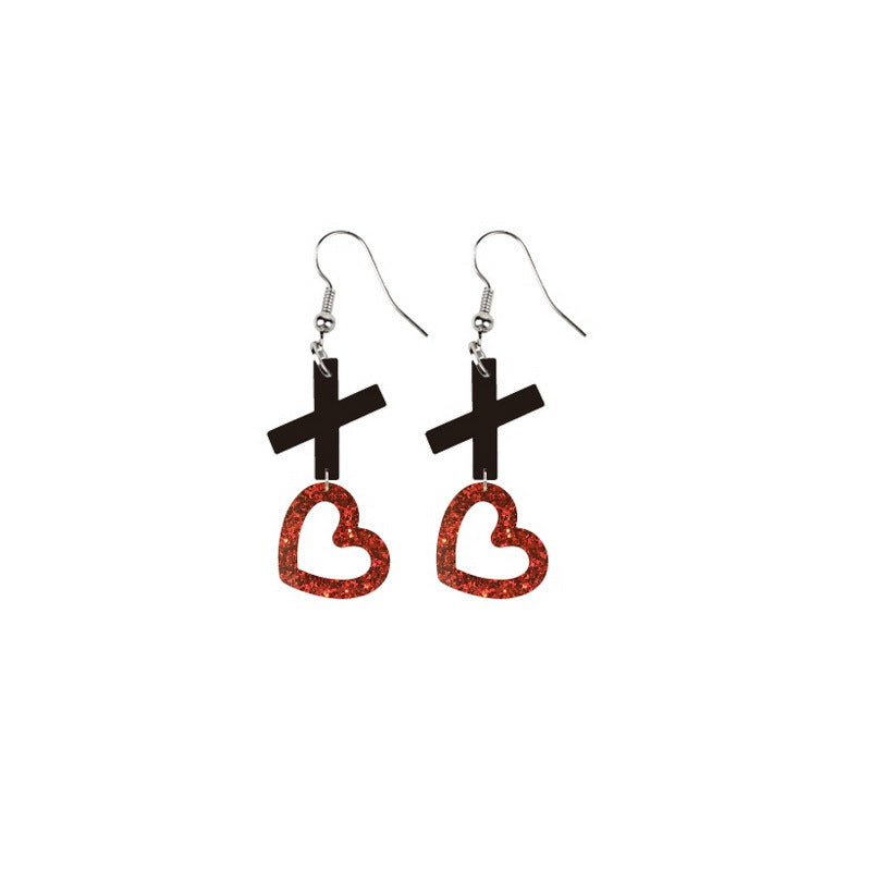 Acrylic Devil Love Bear Earrings MIC-XueP134