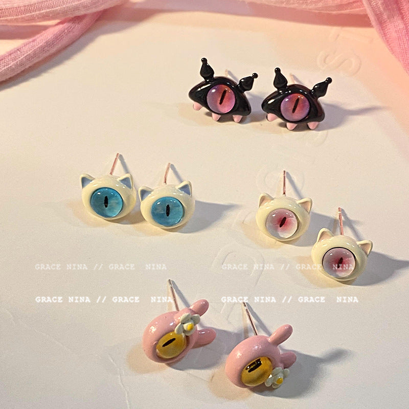 Alloy Eye Cute and Fun Earrings MIC-BeiY008