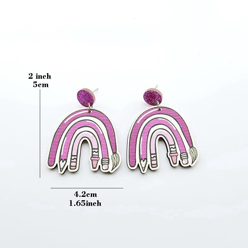 Acrylic Rainbow Pencil Earrings MYA-NingD053