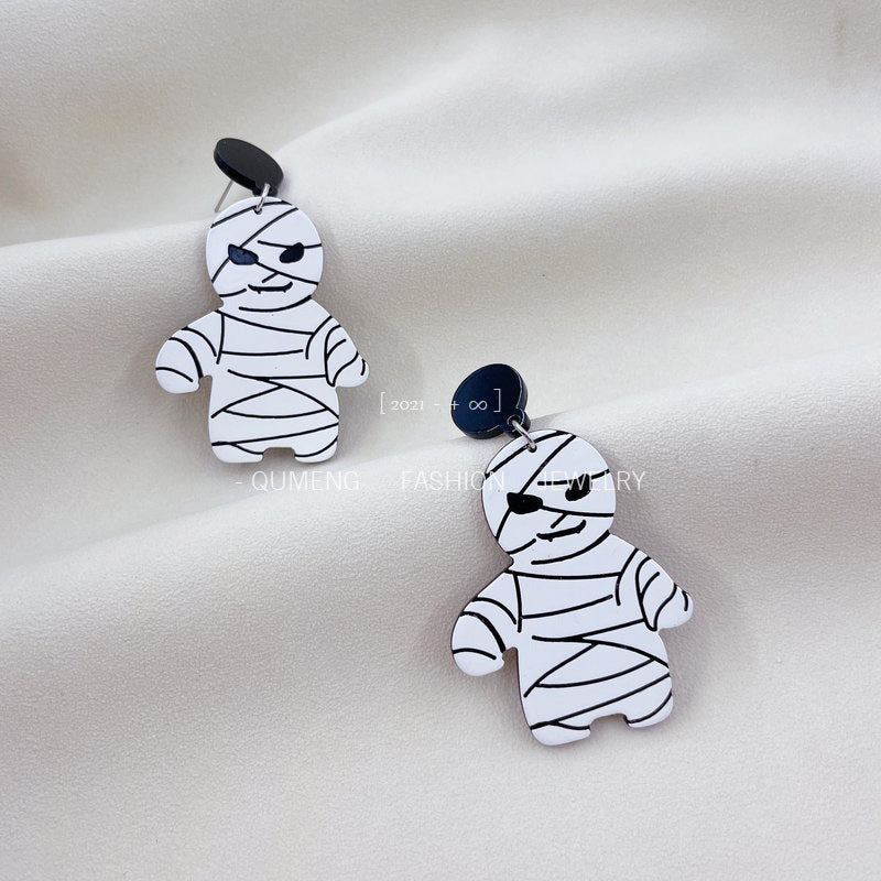 Acrylic Halloween Mummy Earrings (Minimo de Compra 3) MIC-OuG049