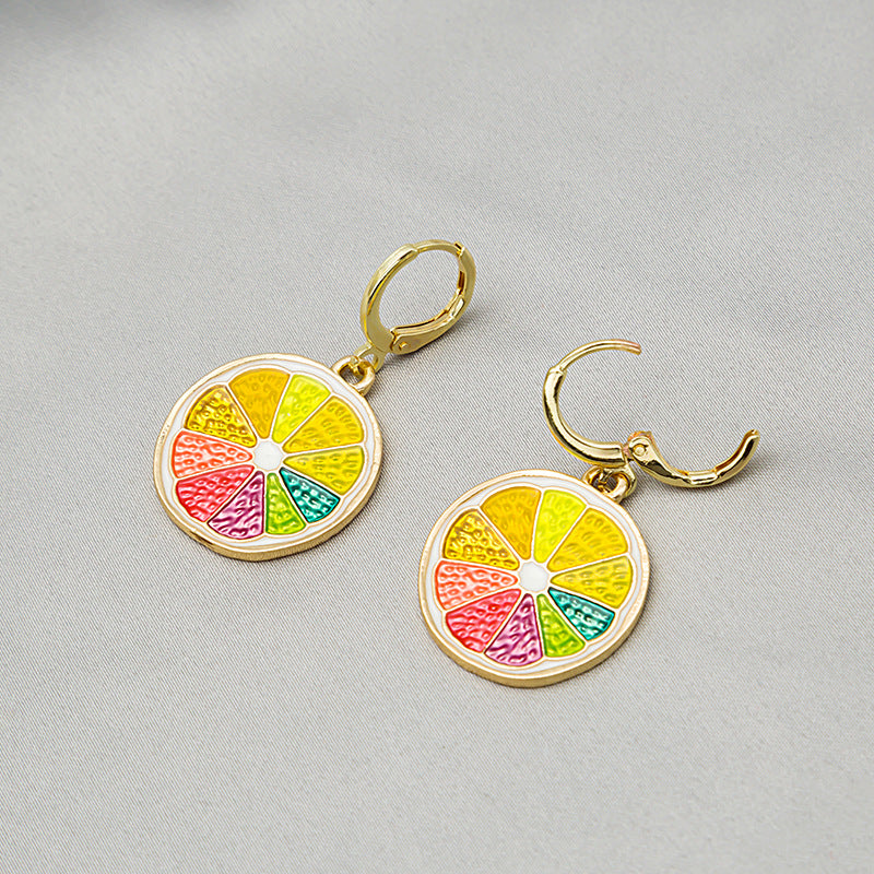 Alloy colored lemon slice earrings (Minimo de Compra 2) MIC-MDD060