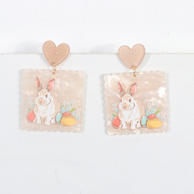 Alloy rabbit oil painting earrings (Minimo de compra 5) MIC-YiRan002