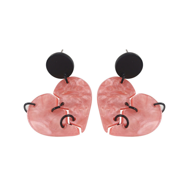 Acrylic pink sequin love letter earrings (Minimo de Compra 2) MIC-QingM019