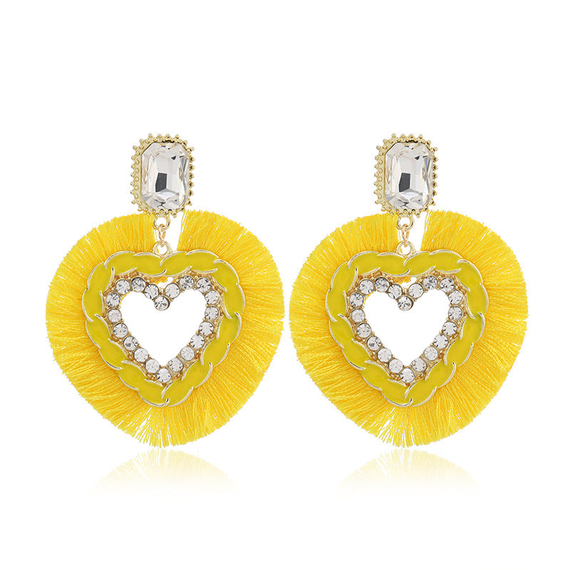 Acrylic Round Peach Heart Hollow Earrings MIC-KaiQ015