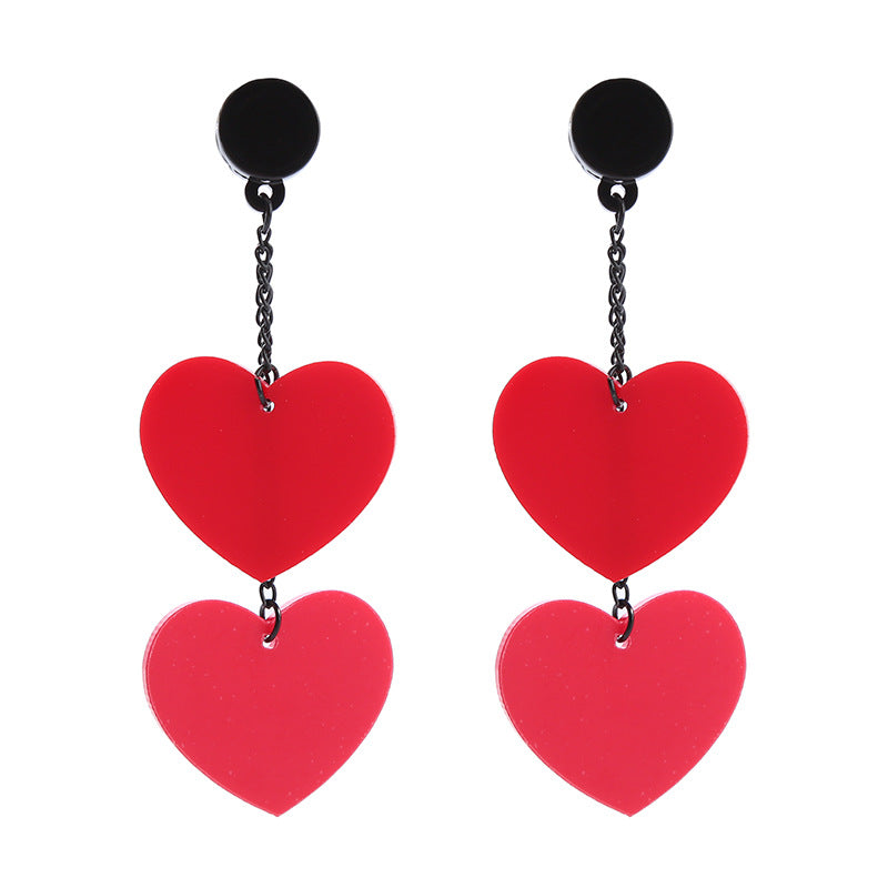 Acrylic Red Love Earrings (Minimo de Compra 2) MIC-ChouT041