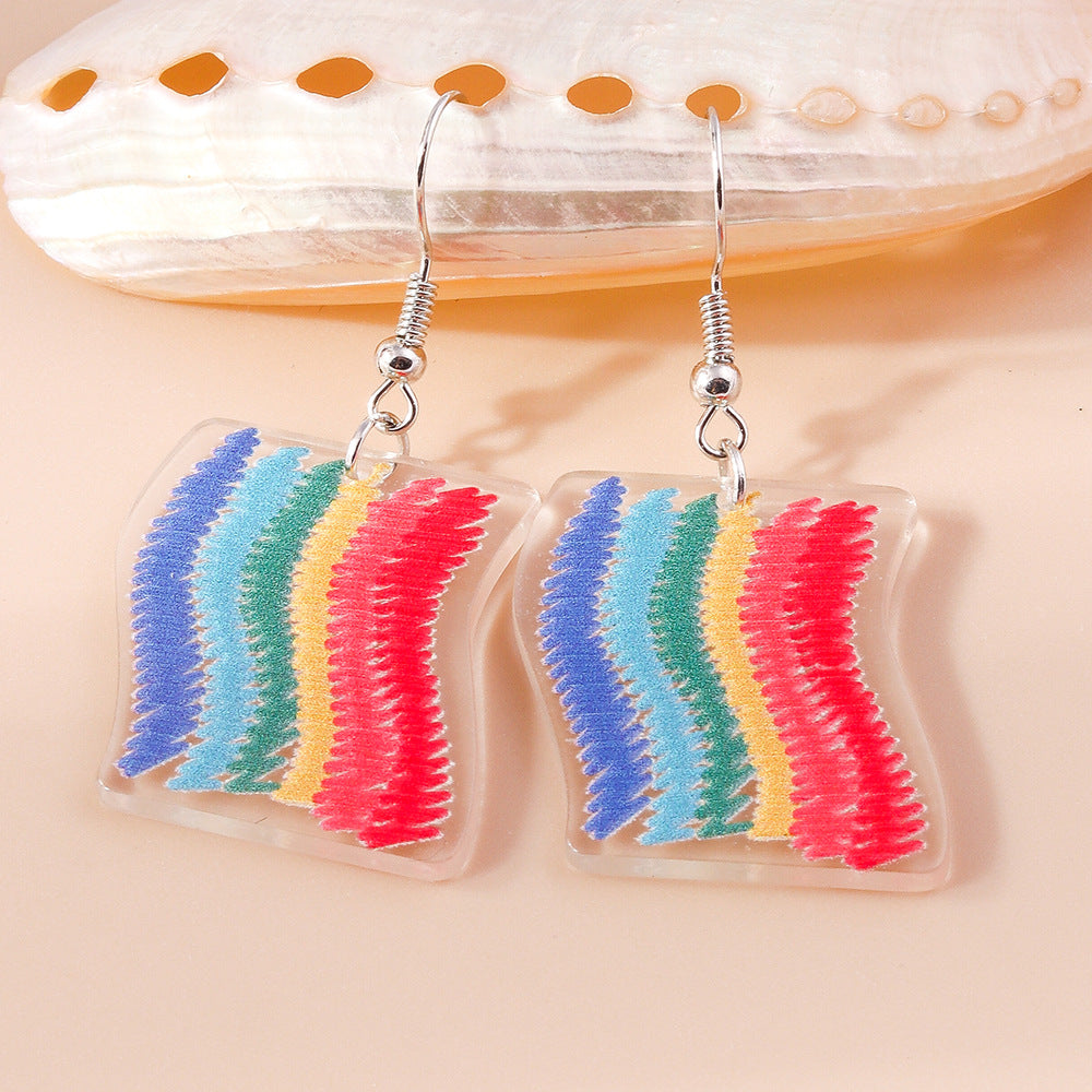 Acrylic Rainbow Cloud Earrings (Minimo de Compra 2) MYA-YueS005