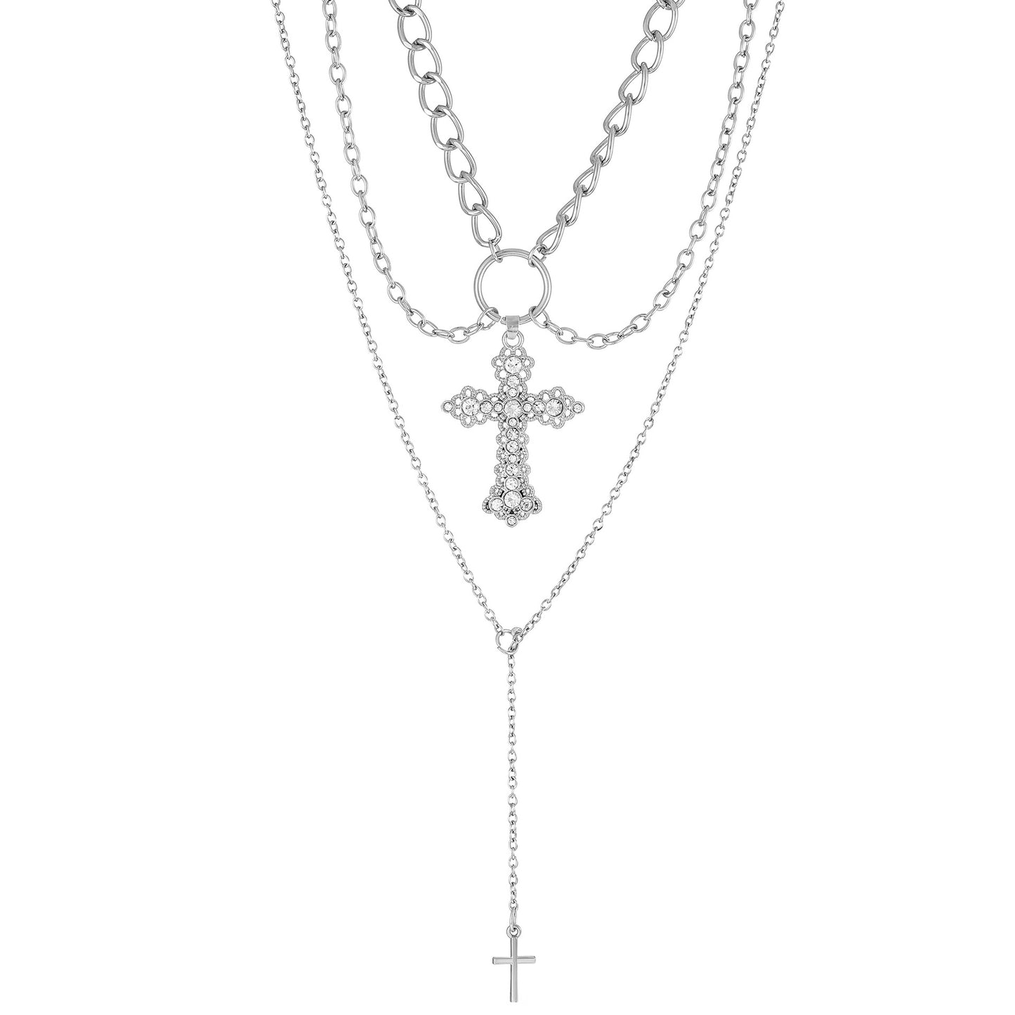 Alloy Pearl Cross Necklace MIC-MiaoY049