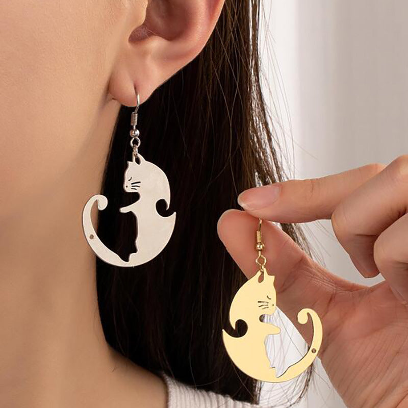 Acrylic Moon Cat Earrings MIC-LingX007