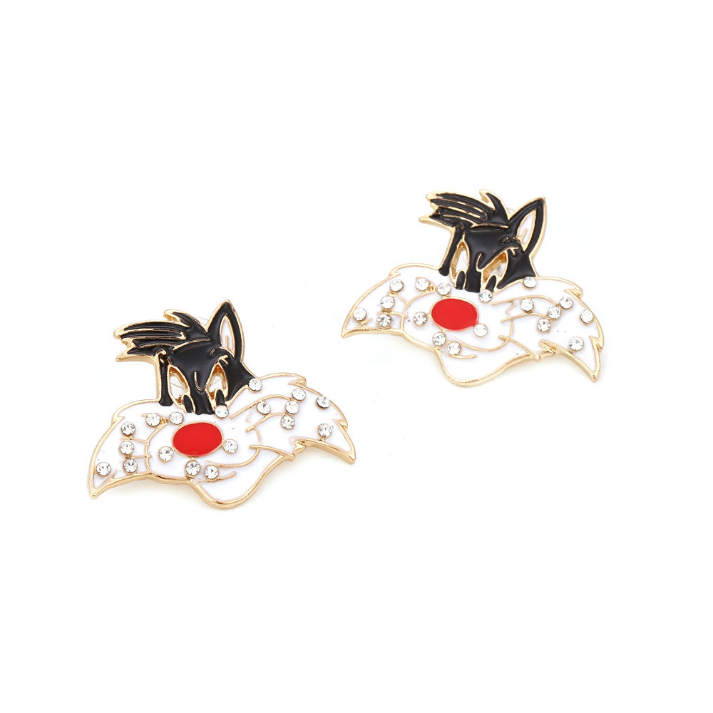 Alloy diamond inlaid cartoon character earrings MIC-ManY037