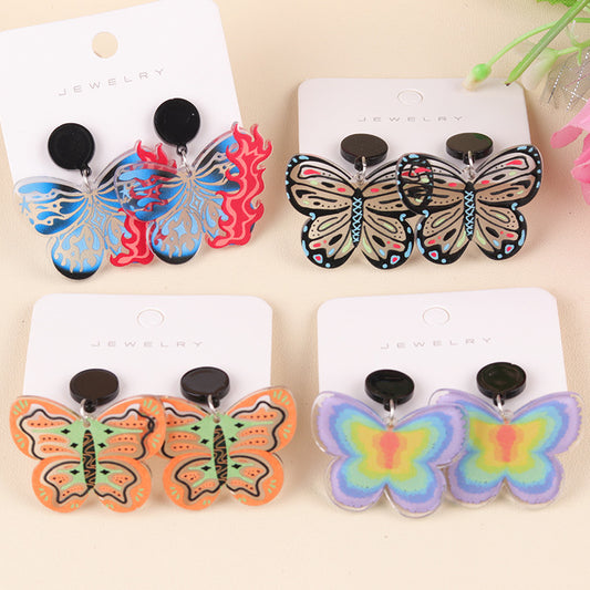 Acrylic contrasting butterfly earrings MYA-DuA088