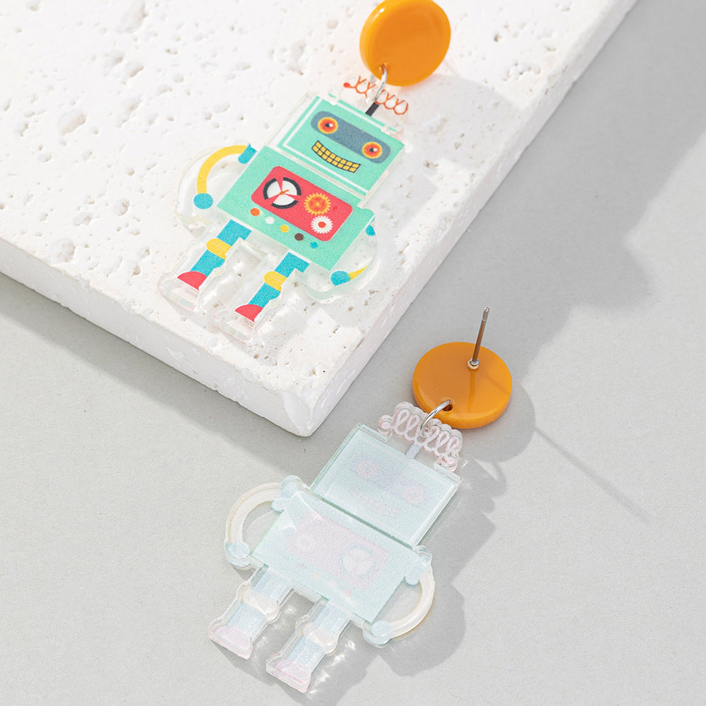 Acrylic Robot Art Earrings (Minimo de Compra 2) MIC-BeiQ004