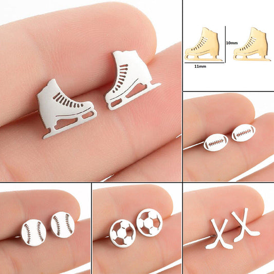 skates sports soccer basketball stainless steel earrings Minimo de compra 2 MOSHU001