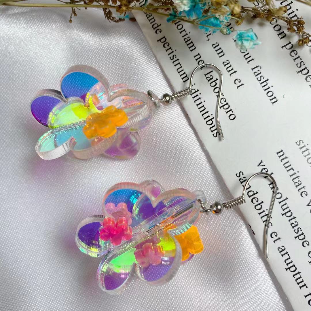 Acrylic colored three-dimensional flower earrings MIC-ChiC015