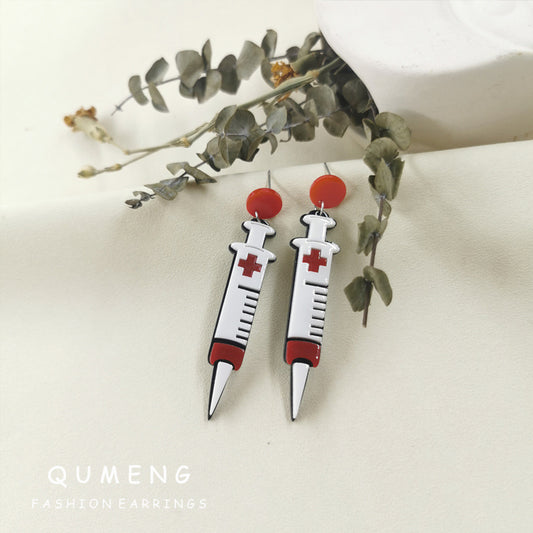 Acrylic simulation needle barrel earrings (Minimo de Compra 2) MYA-QingM031