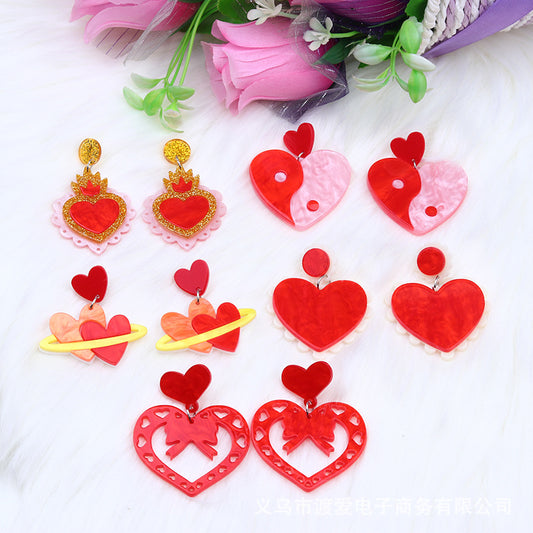 Acrylic Love Splice Earrings MIC-DuA016