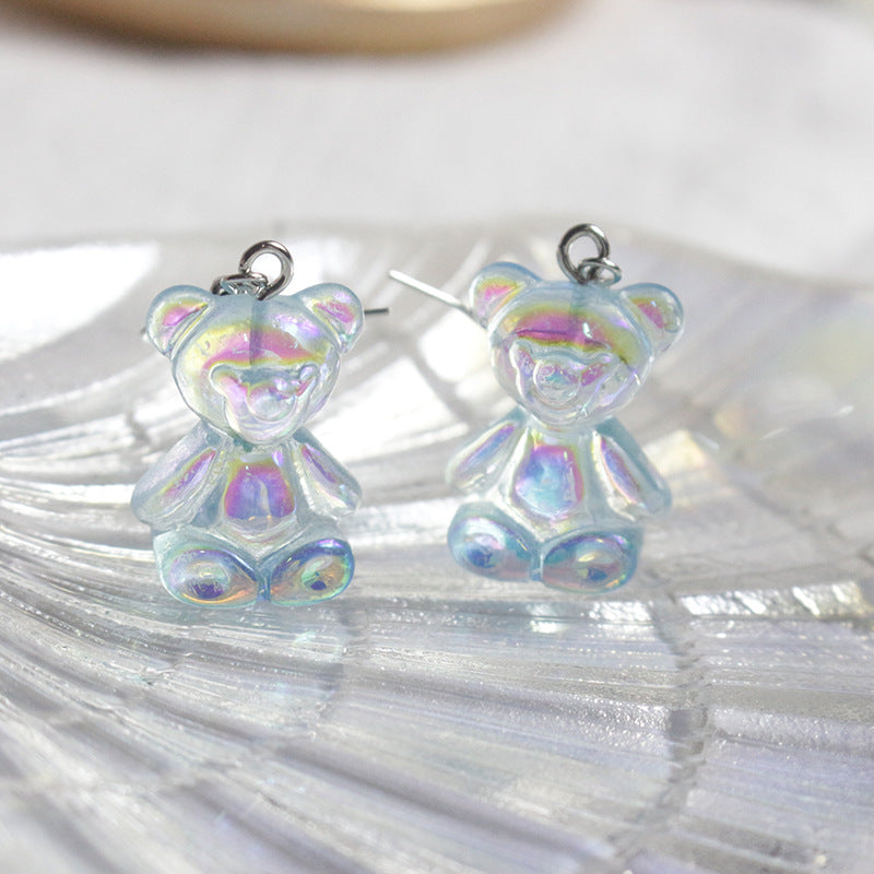 Acrylic Sweet Colorful Fresh Little Bear Earrings  (Minimo de Compra 2) MYA-PingH026