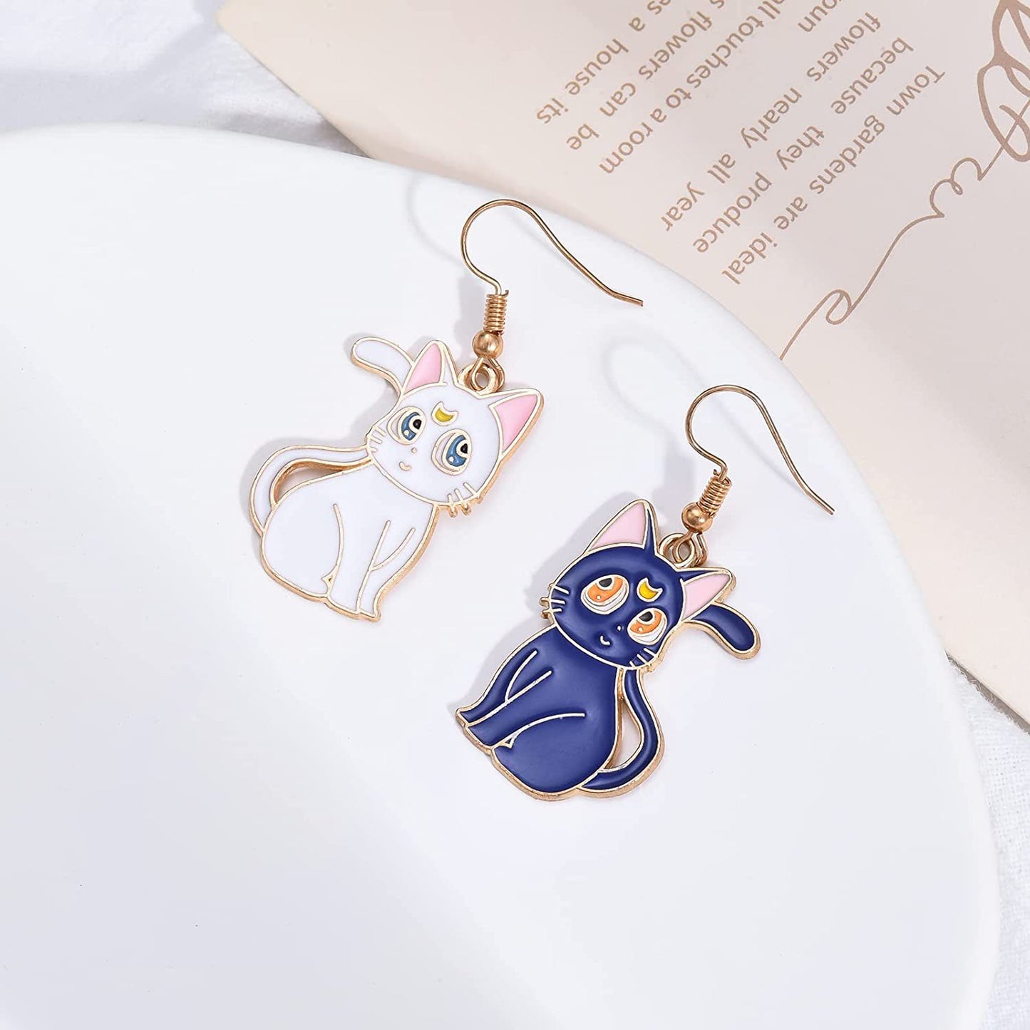 Alloy black and white cat earrings (Minimo de Compra 2) MIC-CaiT018