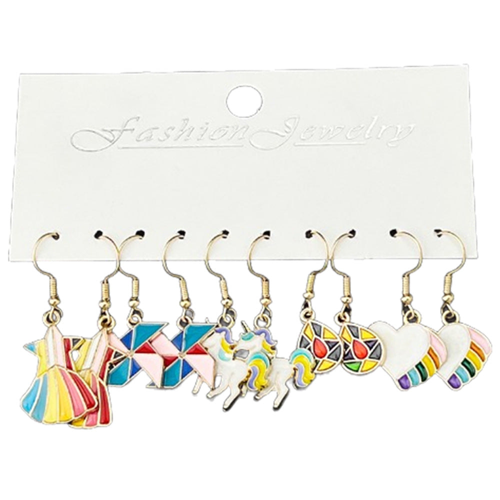 Alloy 5 pairs of Rainbow Star Earrings (Minimo de compra 5) MIC-LuN002