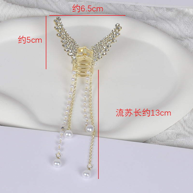 Alloy pearl butterfly tassel hairpin Minimo de compra 3 MIC-LanX003