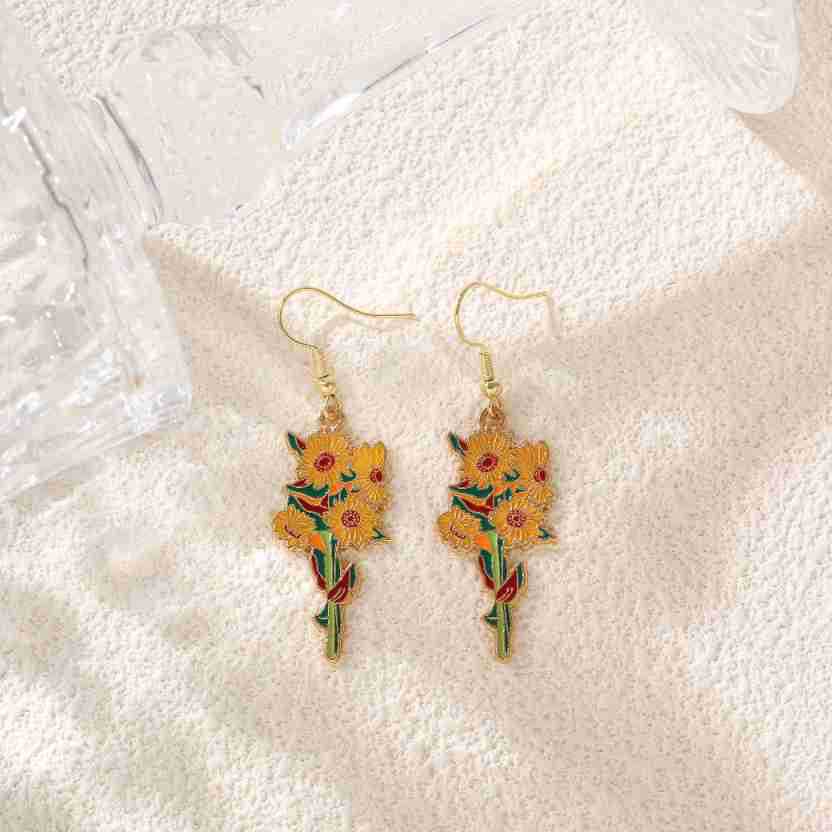 Alloy Sunflower Iris Earrings (Minimo de compra 2) MIC-KuL005