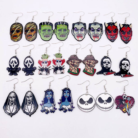 Acrylic Halloween Scary Skull Earrings (Minimo de Compra 2) MIC-ChenY025