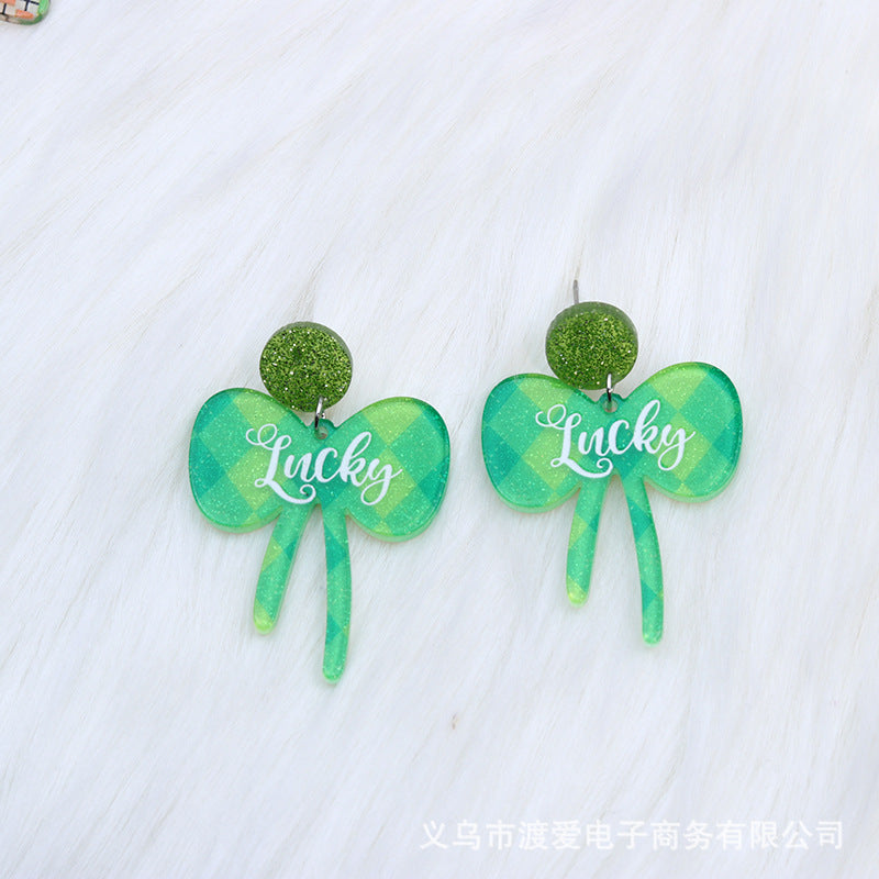 Acrylic Clover Hat Butterfly Earrings MIC-DuAi006