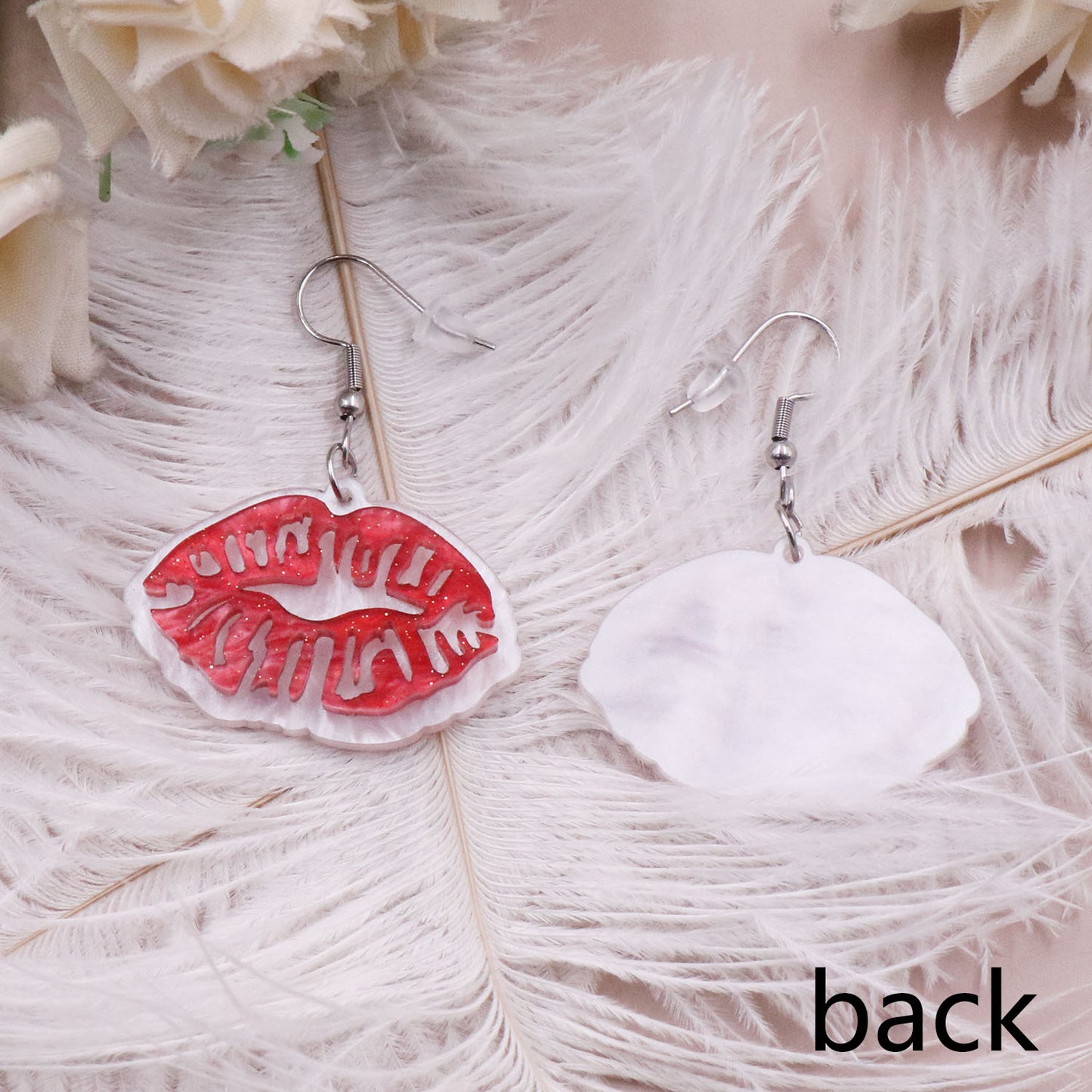 Acrylic red lip earrings (Minimo de compra 5) MIC-XiaoY075