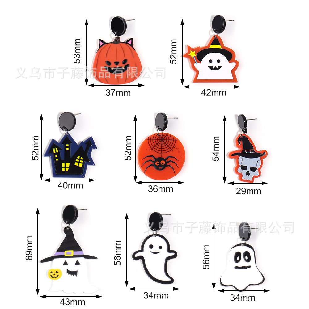 Acrylic Pumpkin Ghost Hole Earrings (Minimo de Compra 2) MIC-ZiT001