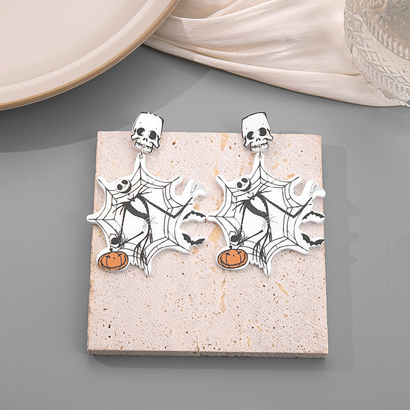 Acrylic Halloween Party Skull Head Earrings MIC-MDD037