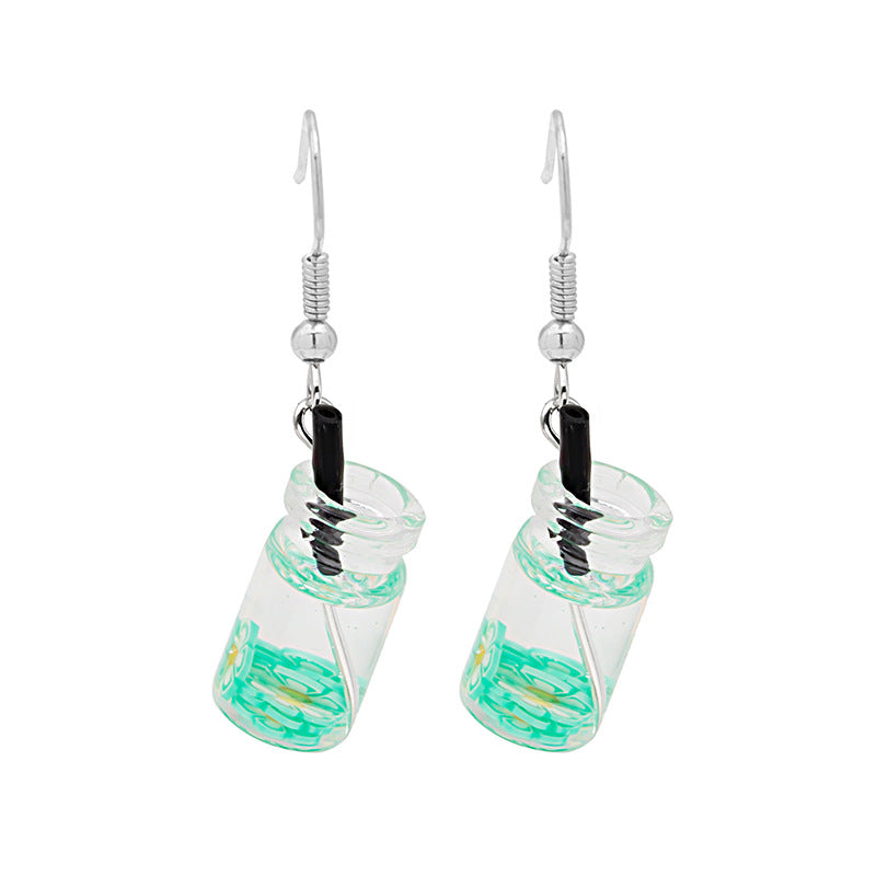 Alloy flower beverage bottle earrings (Minimo de Compra 2) MIC-MDD059