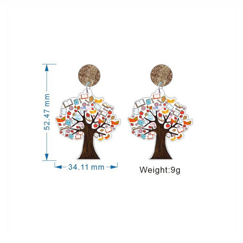 acrylic tree rainbow cat teacher earrings Minimo de compra 2 XUEP039