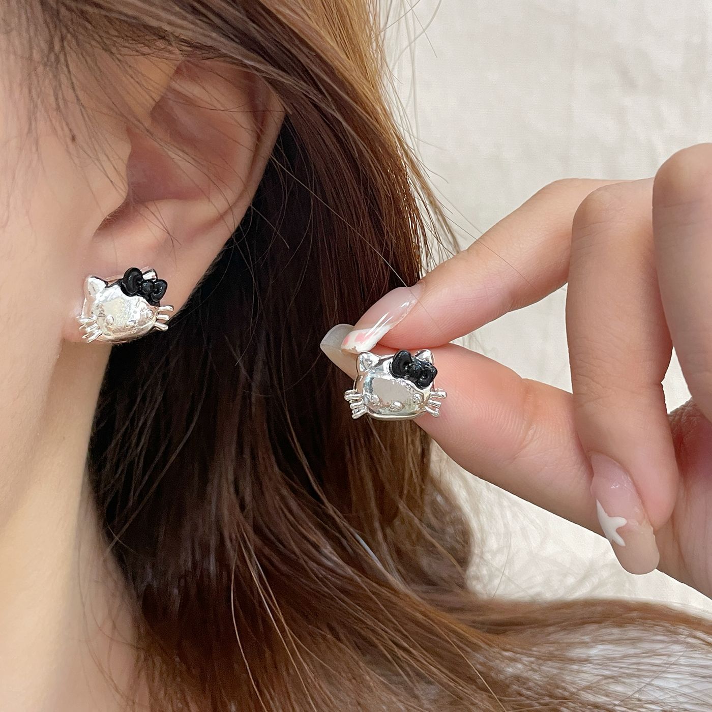 Alloy cat bow earrings MIC-ShuangX054