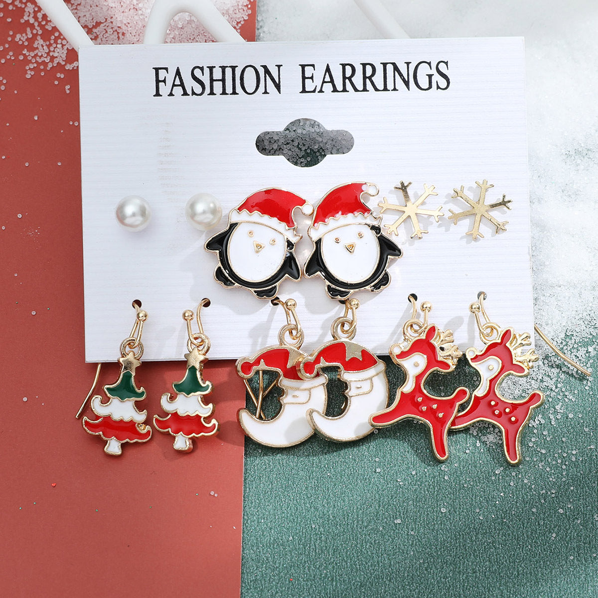 Alloy Christmas Snowman Crutch Earrings (Minimo de Compra 2) MIC-MiaoY096