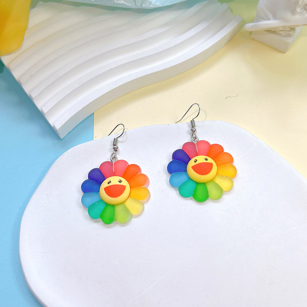 Acrylic New Sunflower Color Earrings PinH012