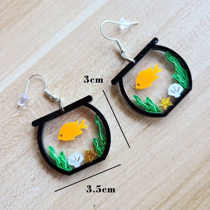 Acrylic Water Grass Goldfish Earrings MYA-XueP103