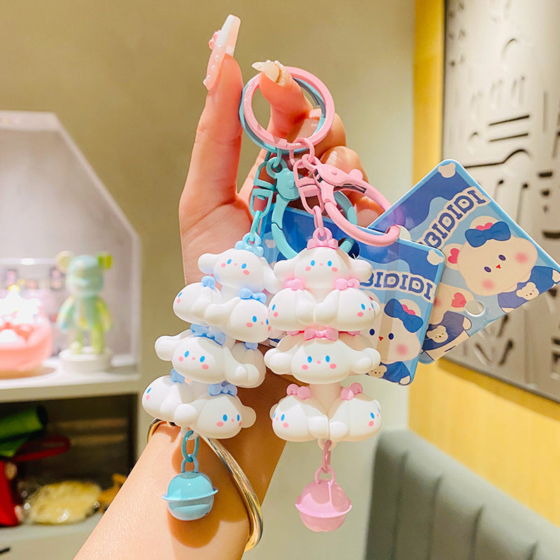 PVC cute cream dog folding music keychain MIC-HongL006