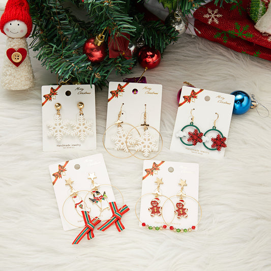 Alloy Christmas Gingerbread Man Earrings (Minimo de Compra 2) MIC-LuoT005