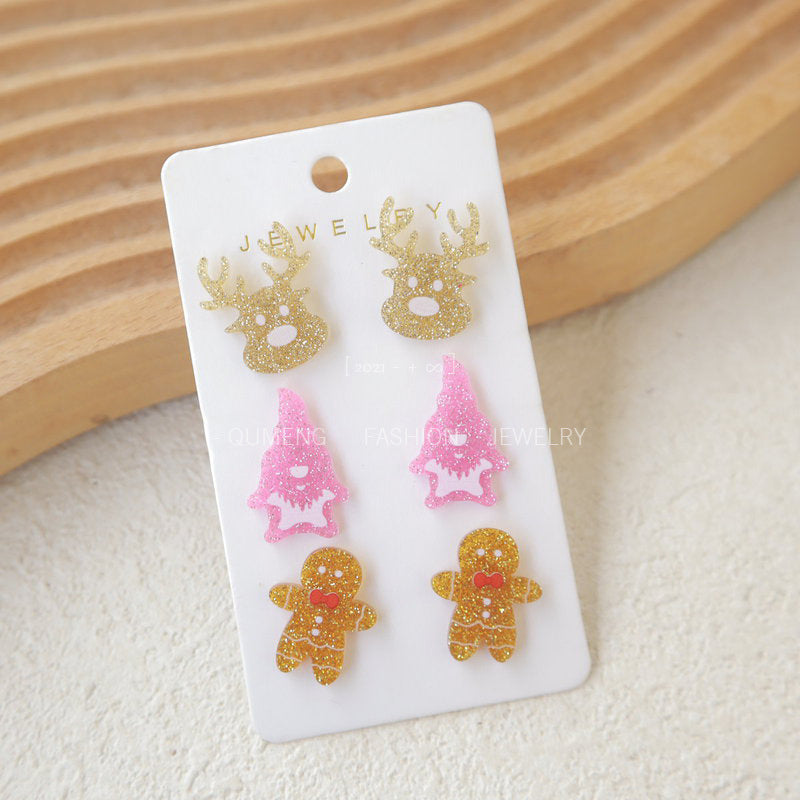 Acrylic Elk Santa Claus Earrings MIC-OuG081